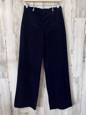 Avec Les Filles Navy Corduroy Wide-Leg High-Rise Pants size 8